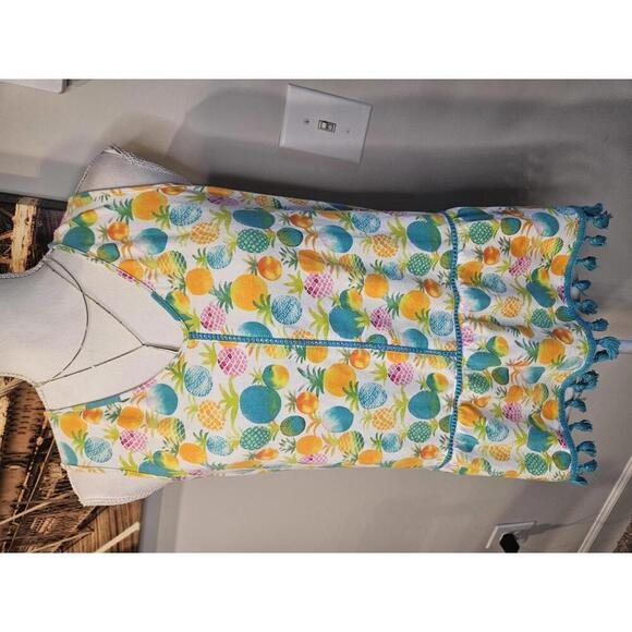 Crown & Ivy Colorful Pineapple Print Tank Top with Tassels - Picture 1 of 8